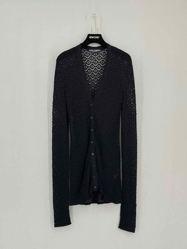 Pre-loved DOLCE & GABBANA Black Jacquard Size US 6 Cardigan at Reems Closet