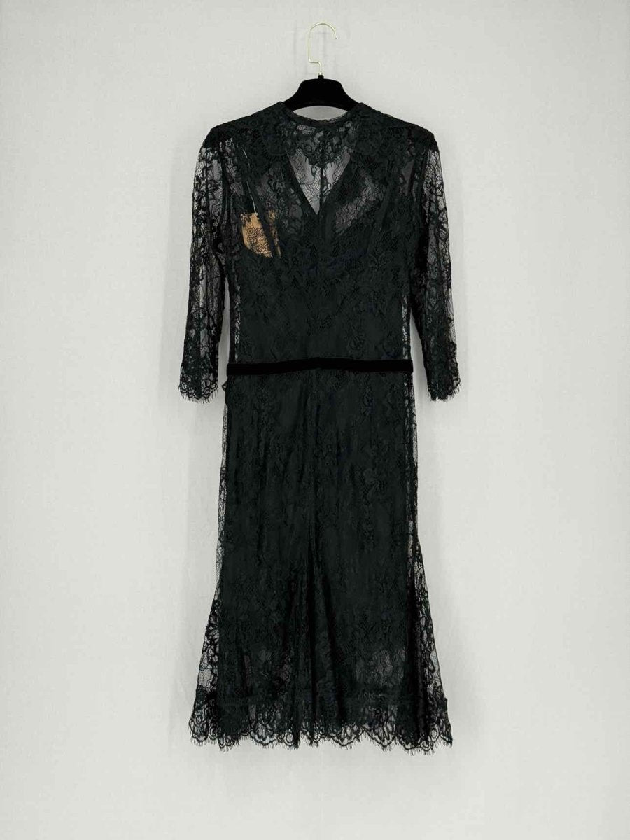 Pre - loved DOLCE & GABBANA Black Lace Size Small Knee Length Dress at Reems Closet