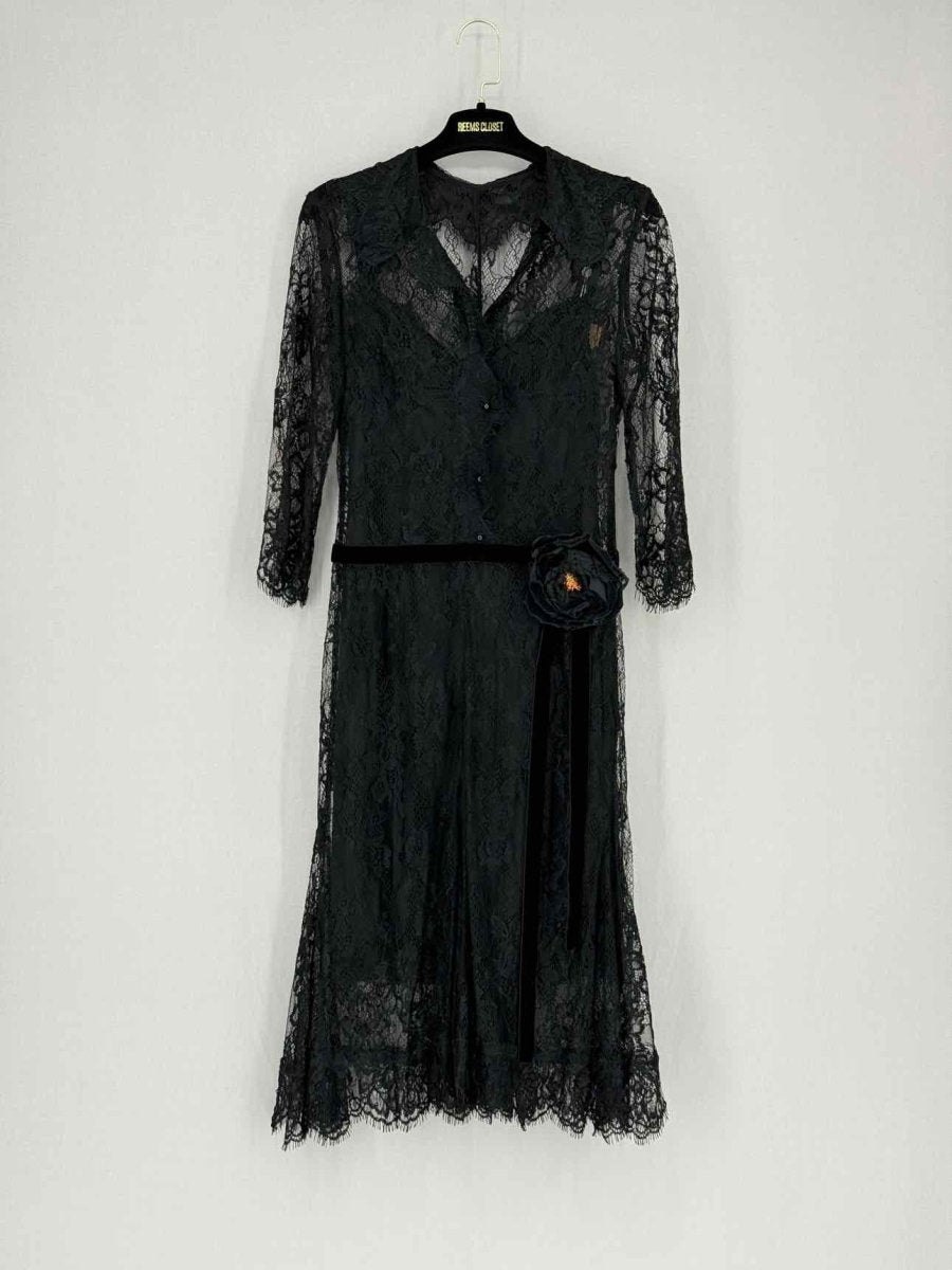Pre - loved DOLCE & GABBANA Black Lace Size Small Knee Length Dress at Reems Closet