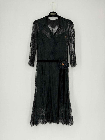 Pre - loved DOLCE & GABBANA Black Lace Size Small Knee Length Dress at Reems Closet