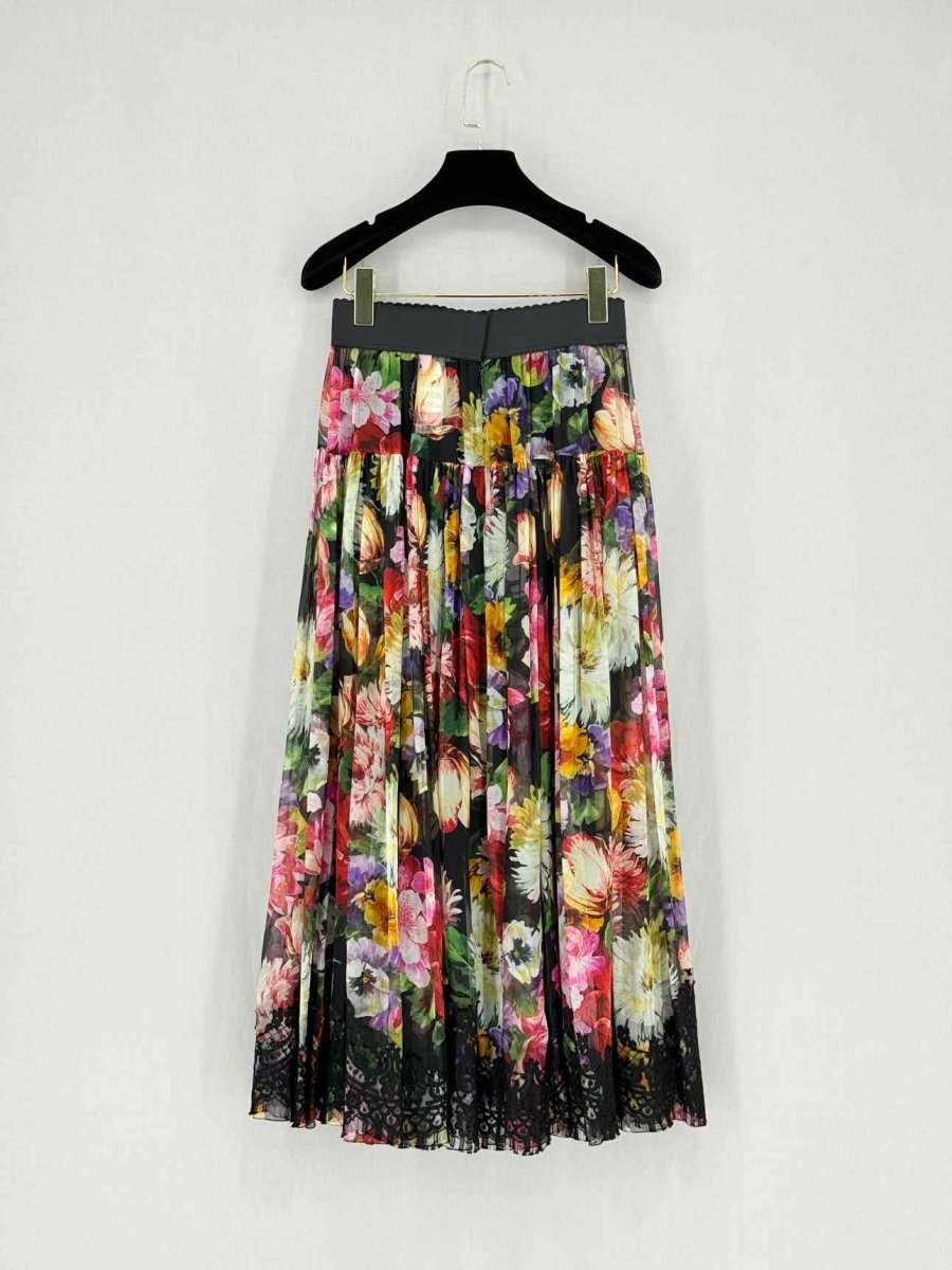 Pre - loved DOLCE & GABBANA Black Multicolor Size US 2 Midi Skirt at Reems Closet