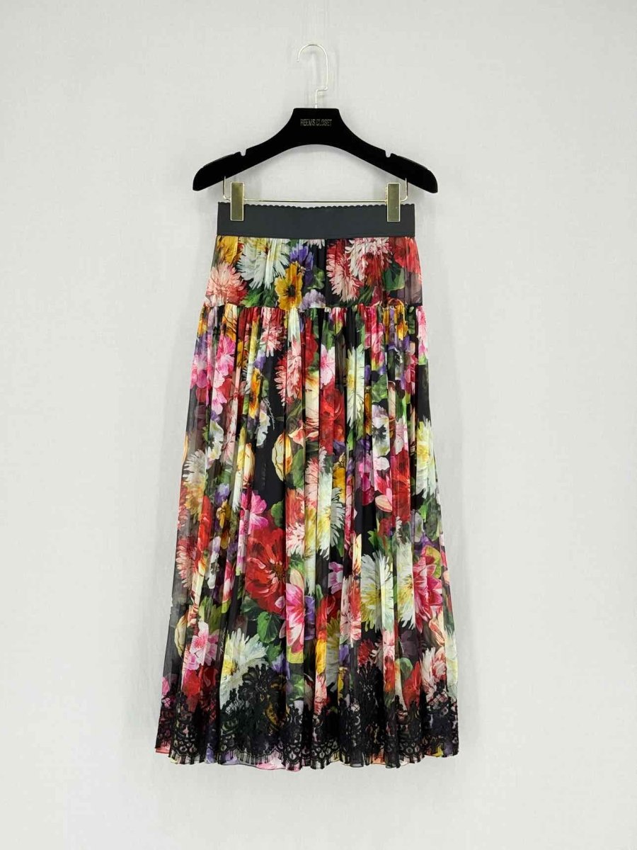 Pre - loved DOLCE & GABBANA Black Multicolor Size US 2 Midi Skirt at Reems Closet