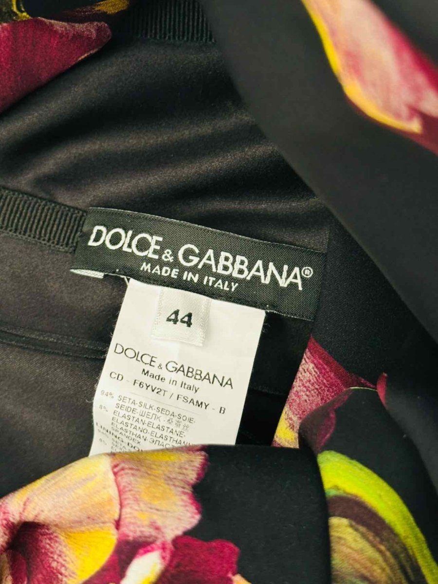 Pre - loved DOLCE & GABBANA Black Multicolor Tulip Cocktail Dress at Reems Closet