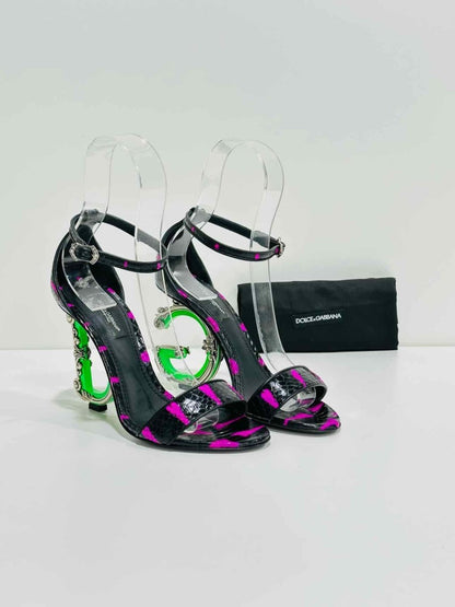 Pre - loved DOLCE & GABBANA Black & Pink Size EU 37 Heeled Sandals at Reems Closet