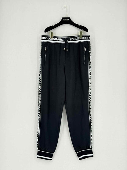 Pre - loved DOLCE & GABBANA Black Side Stripe Size US 14 Pants at Reems Closet