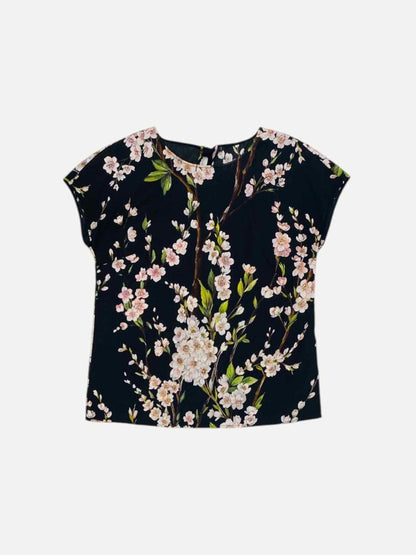 Pre - loved DOLCE & GABBANA Black w/ Pink Floral Print Top at Reems Closet