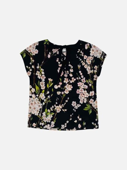 Pre - loved DOLCE & GABBANA Black w/ Pink Floral Print Top at Reems Closet