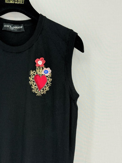 Pre - loved DOLCE & GABBANA Black w/ Red Heart Size US 8 Top at Reems Closet