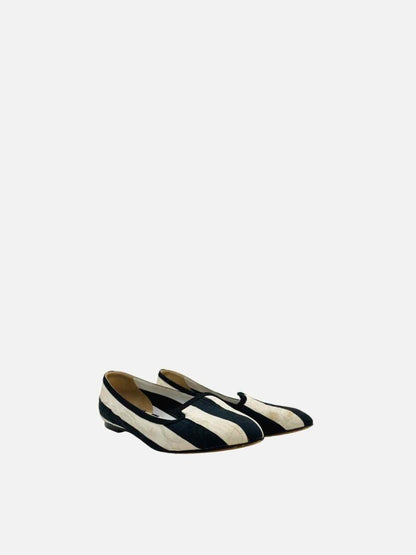 Pre - loved DOLCE & GABBANA Black & White Striped Ballet Flats at Reems Closet