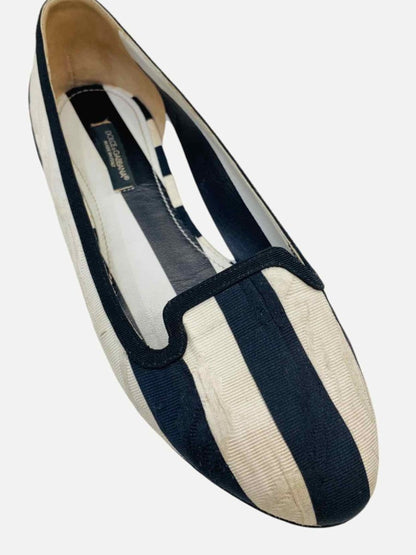 Pre - loved DOLCE & GABBANA Black & White Striped Ballet Flats at Reems Closet