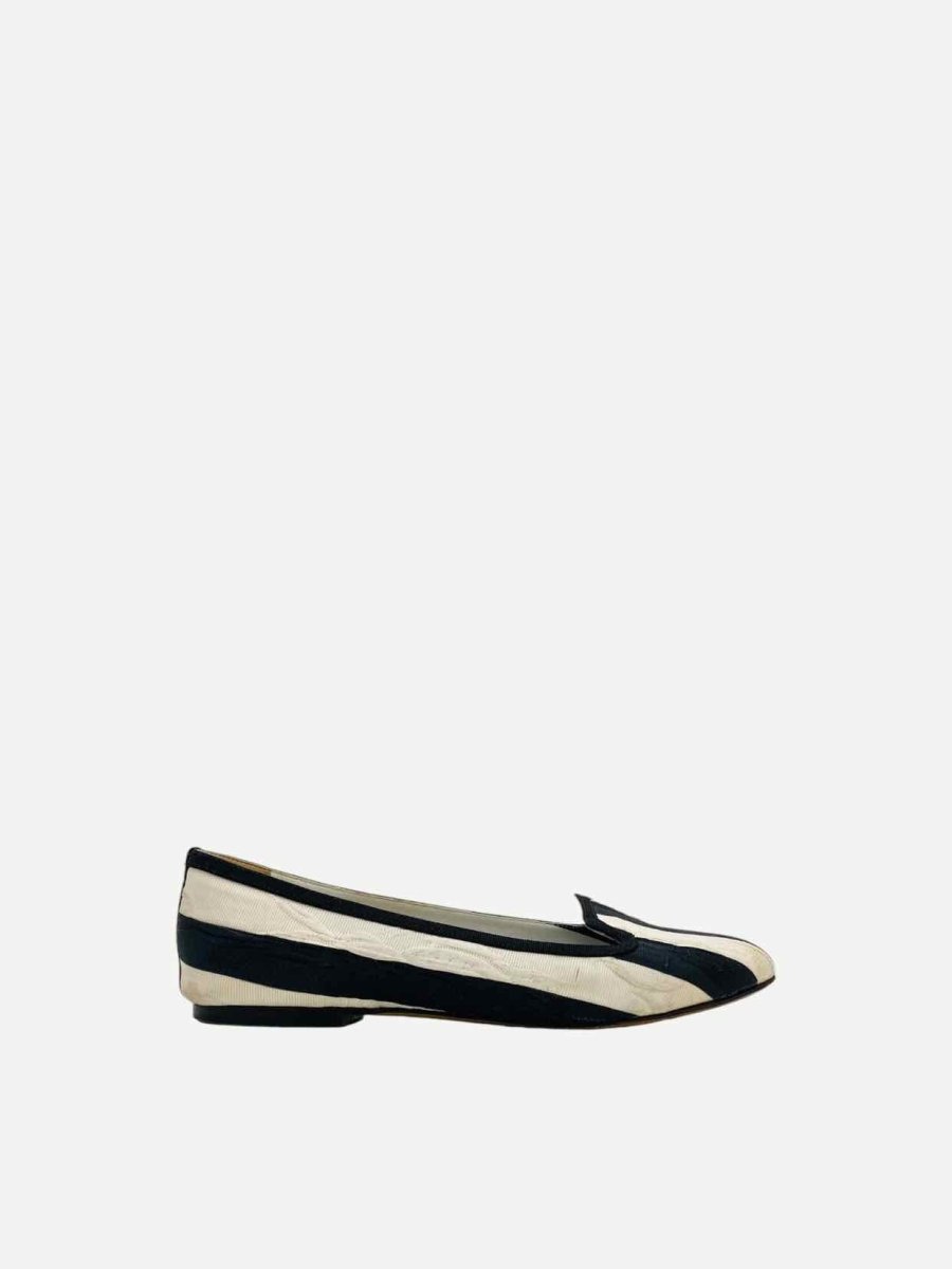 Pre - loved DOLCE & GABBANA Black & White Striped Ballet Flats at Reems Closet