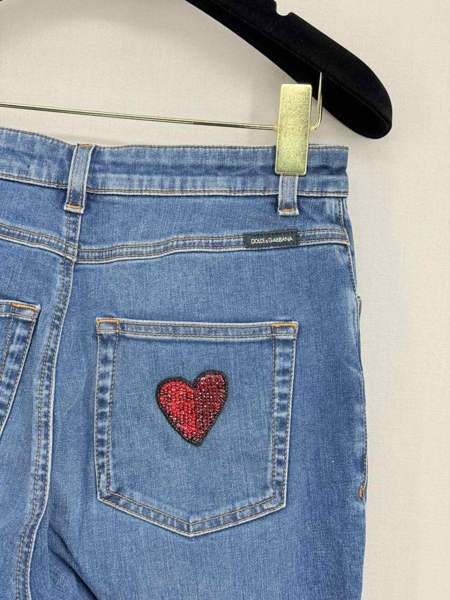 Pre - loved DOLCE & GABBANA Blue Embroidered Size US 2 Jeans at Reems Closet