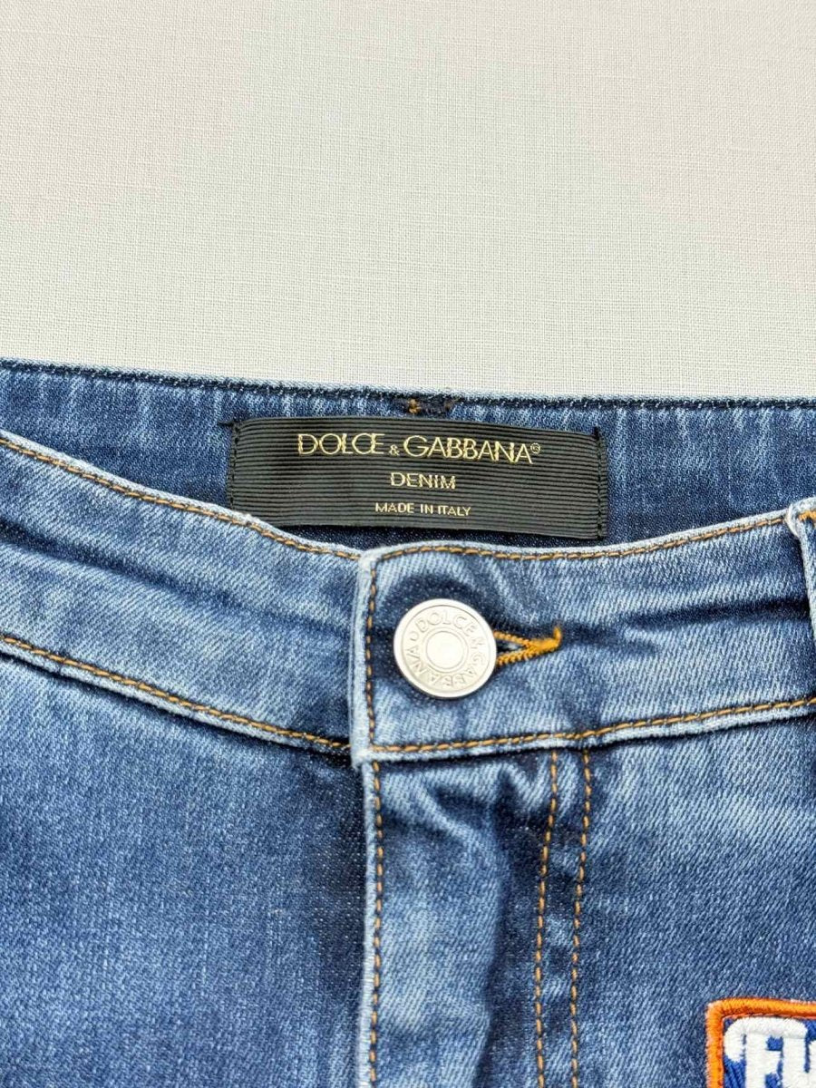 Pre - loved DOLCE & GABBANA Blue Embroidered Size US 2 Jeans at Reems Closet