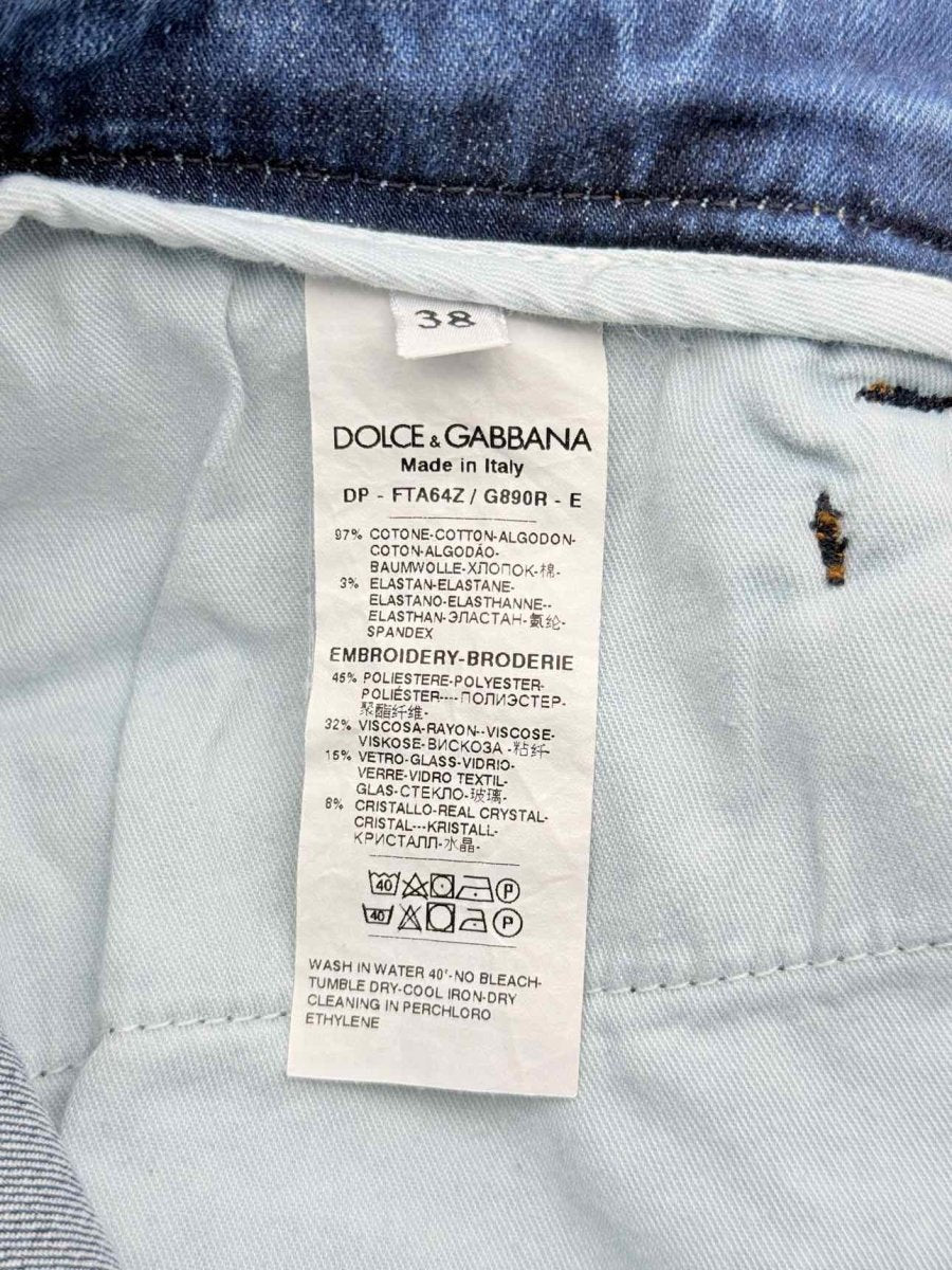 Pre - loved DOLCE & GABBANA Blue Embroidered Size US 2 Jeans at Reems Closet