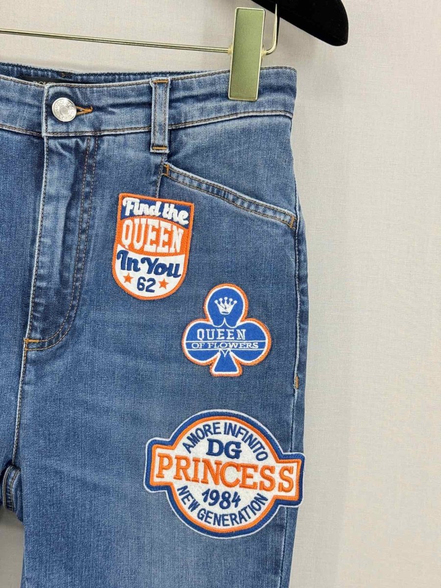 Pre - loved DOLCE & GABBANA Blue Embroidered Size US 2 Jeans at Reems Closet