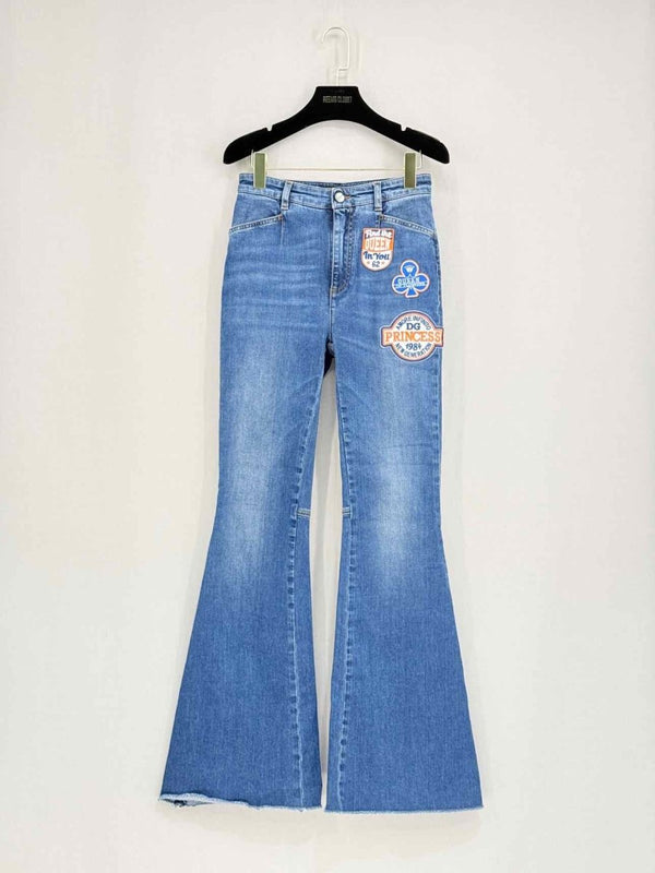 Pre - loved DOLCE & GABBANA Blue Embroidered Size US 2 Jeans at Reems Closet