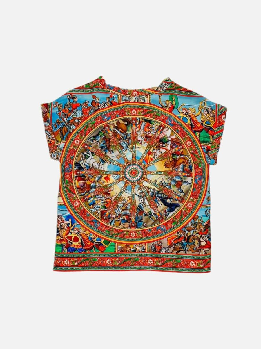 Pre - loved DOLCE & GABBANA Blue Multicolor Printed Top at Reems Closet