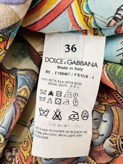 Pre - loved DOLCE & GABBANA Blue Multicolor Printed Top at Reems Closet