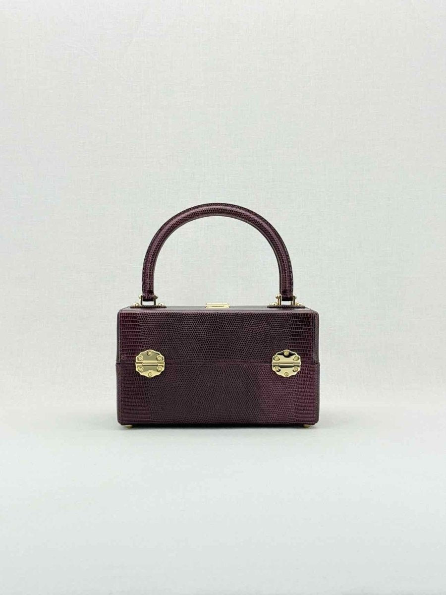 Pre - loved DOLCE & GABBANA Box Burgundy Iguana Embossed Top Handle at Reems Closet