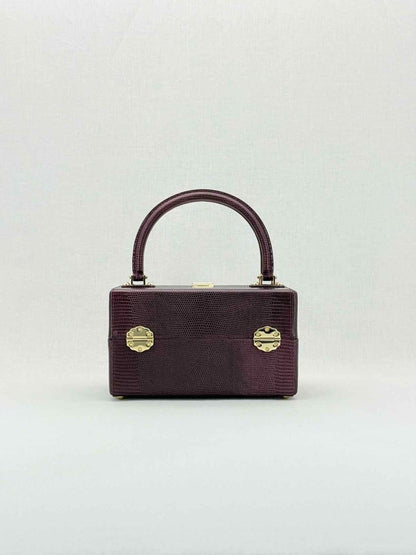 Pre - loved DOLCE & GABBANA Box Burgundy Iguana Embossed Top Handle at Reems Closet