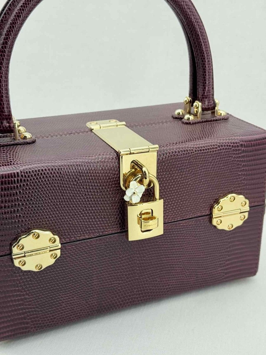 Pre - loved DOLCE & GABBANA Box Burgundy Iguana Embossed Top Handle at Reems Closet