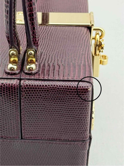 Pre - loved DOLCE & GABBANA Box Burgundy Iguana Embossed Top Handle at Reems Closet