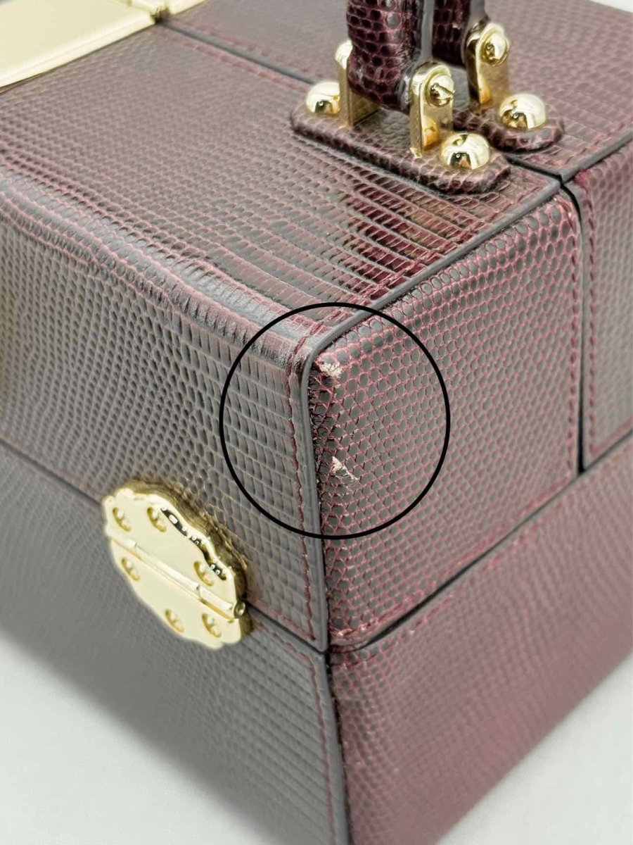 Pre - loved DOLCE & GABBANA Box Burgundy Iguana Embossed Top Handle at Reems Closet