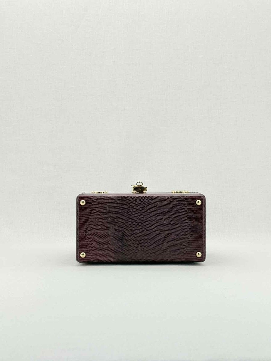 Pre - loved DOLCE & GABBANA Box Burgundy Iguana Embossed Top Handle at Reems Closet