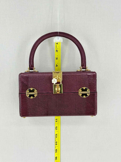 Pre - loved DOLCE & GABBANA Box Burgundy Iguana Embossed Top Handle at Reems Closet