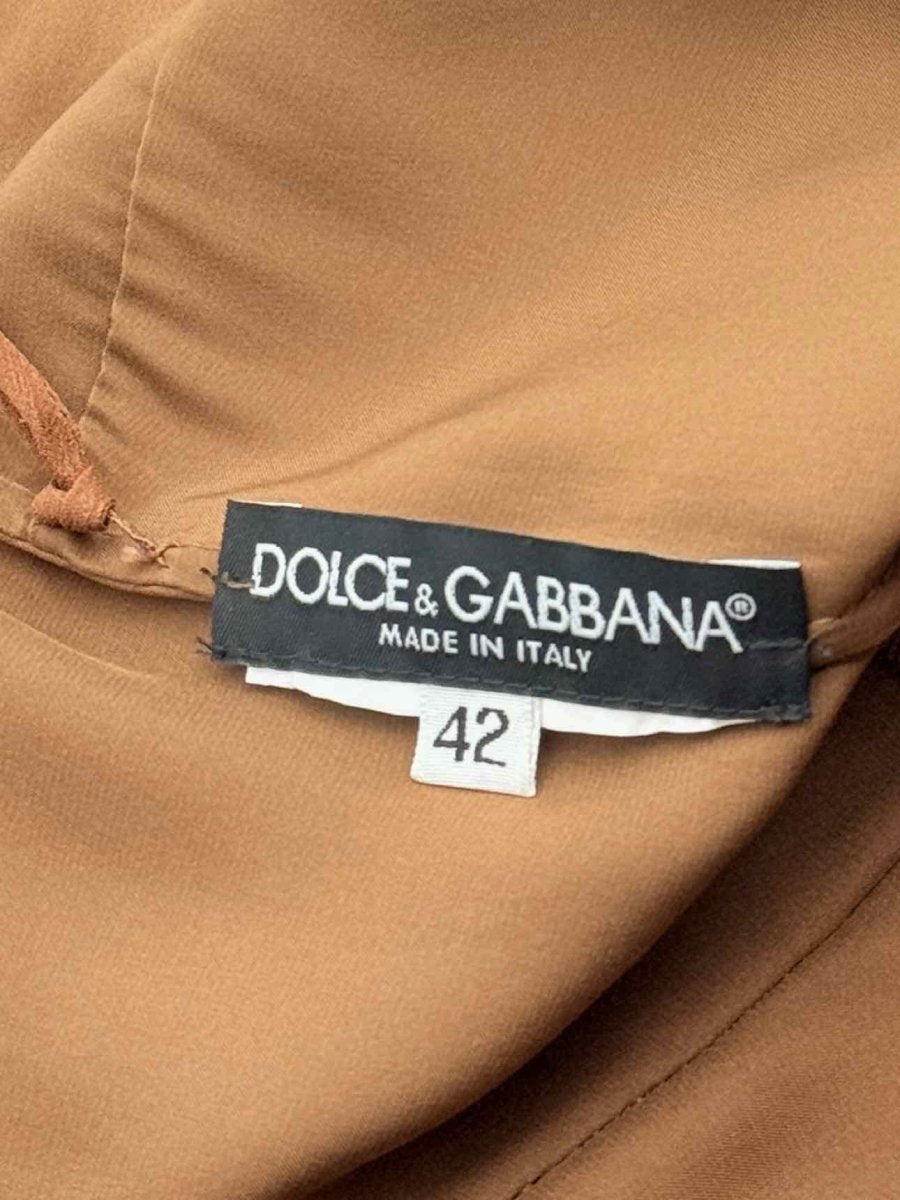 Pre - loved DOLCE & GABBANA Bronze Size US 6 Knee Length Dress at Reems Closet