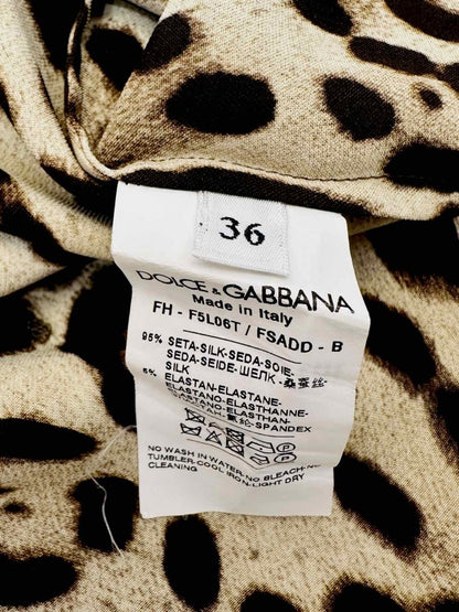 Pre - loved DOLCE & GABBANA Brown & Beige Leopard Blouse at Reems Closet