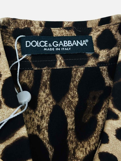 Pre - loved DOLCE & GABBANA Brown & Beige Leopard Blouse at Reems Closet