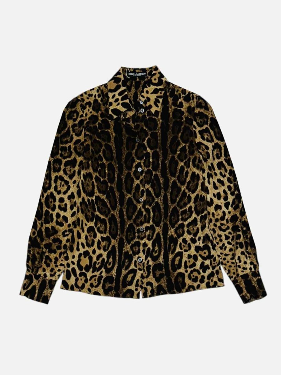 DOLCE & GABBANA Brown & Beige Leopard Blouse