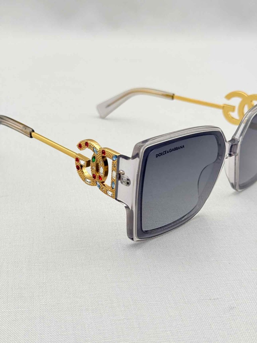 Pre-loved DOLCE & GABBANA Clear Crystal Logo Sunglasses at Reems Closet