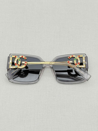 Pre-loved DOLCE & GABBANA Clear Crystal Logo Sunglasses at Reems Closet