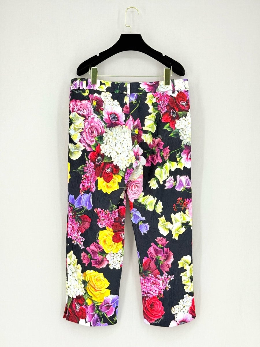 Pre - loved DOLCE & GABBANA Cropped Floral Jacquard Size US 8 Pants at Reems Closet