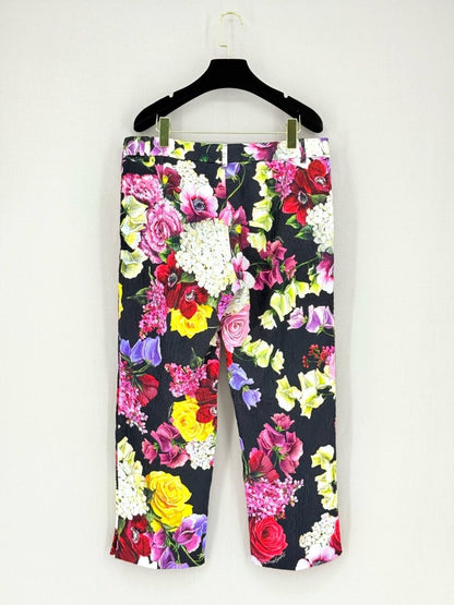 Pre - loved DOLCE & GABBANA Cropped Floral Jacquard Size US 8 Pants at Reems Closet