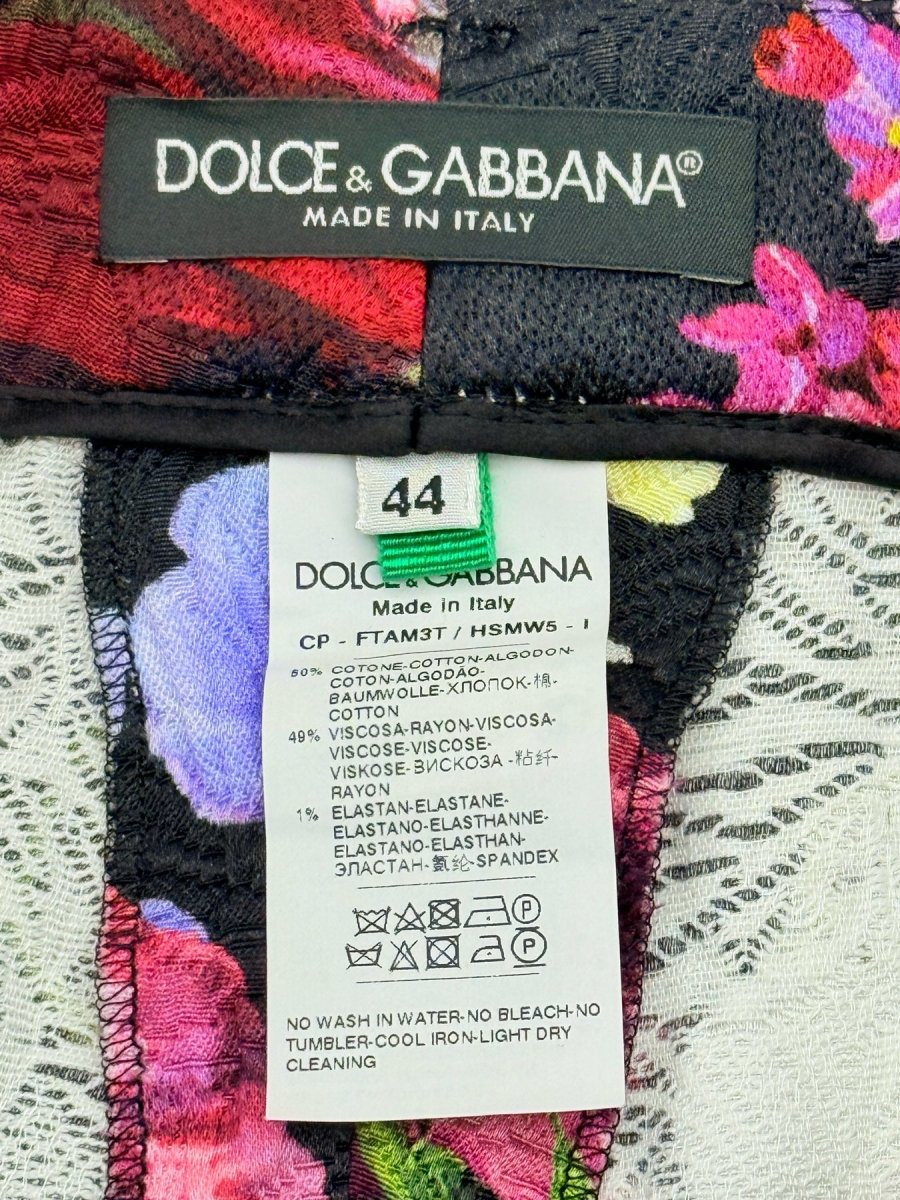 Pre - loved DOLCE & GABBANA Cropped Floral Jacquard Size US 8 Pants at Reems Closet