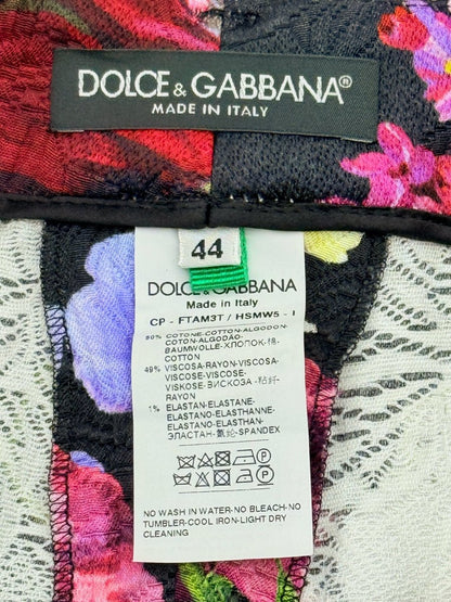Pre - loved DOLCE & GABBANA Cropped Floral Jacquard Size US 8 Pants at Reems Closet