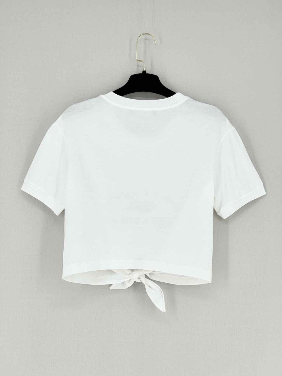 Pre - loved DOLCE & GABBANA Cropped White Logo Print Size US 6 Top at Reems Closet