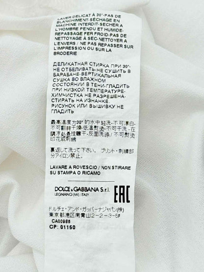 Pre - loved DOLCE & GABBANA Cropped White Logo Print Size US 6 Top at Reems Closet