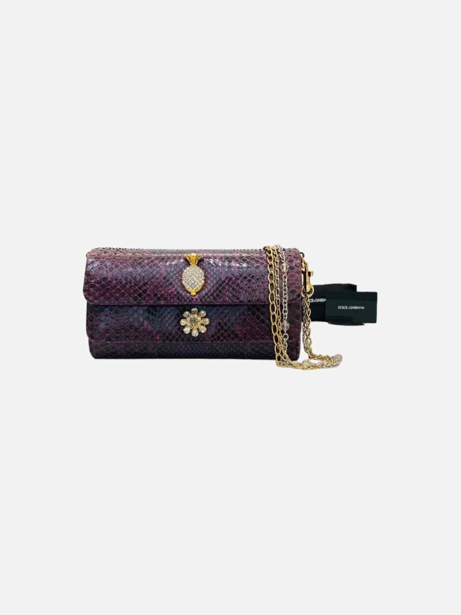 Pre - loved DOLCE & GABBANA Crystal Embellished Plum Shoulder Bag at Reems Closet