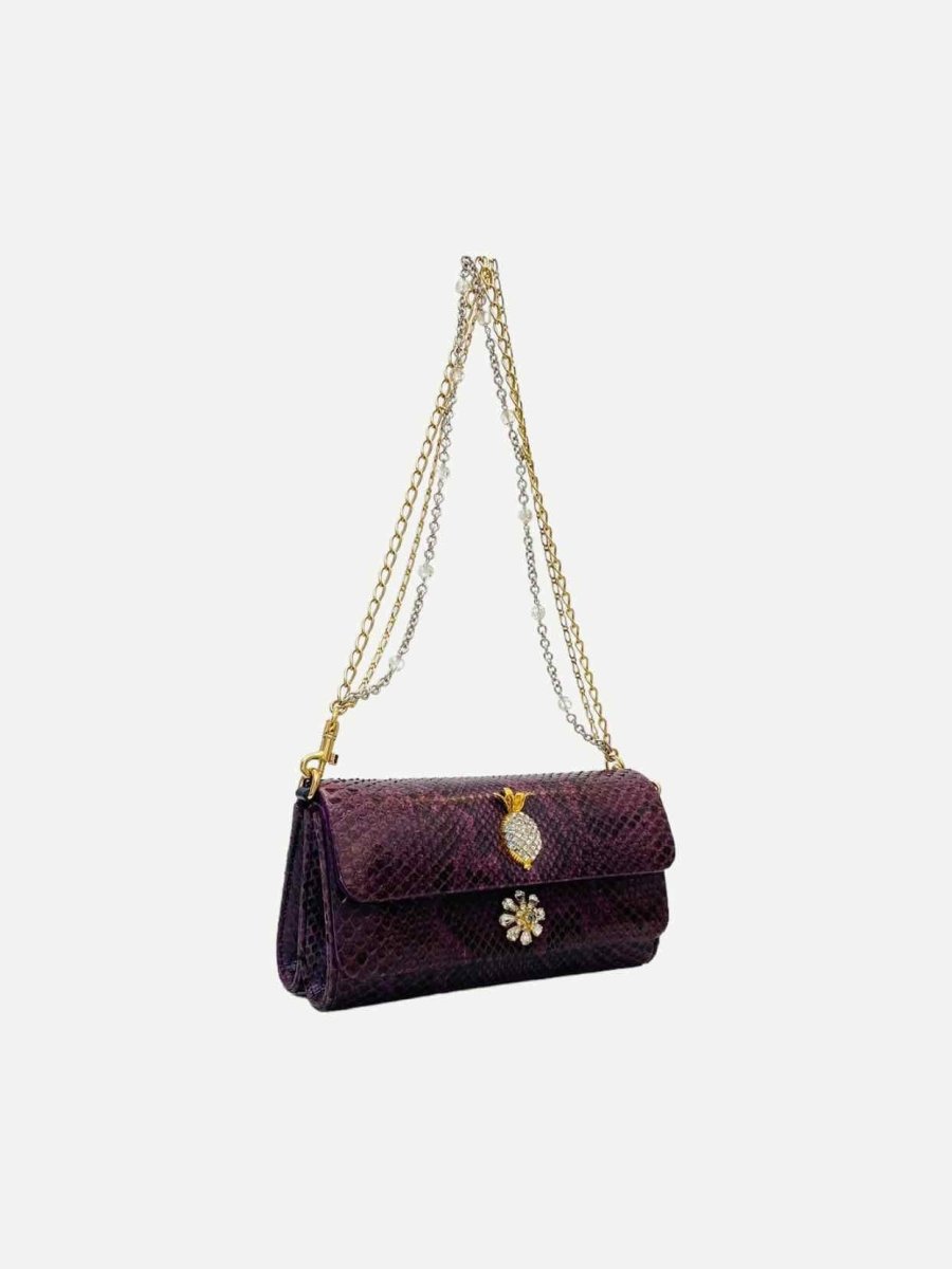 Pre - loved DOLCE & GABBANA Crystal Embellished Plum Shoulder Bag at Reems Closet