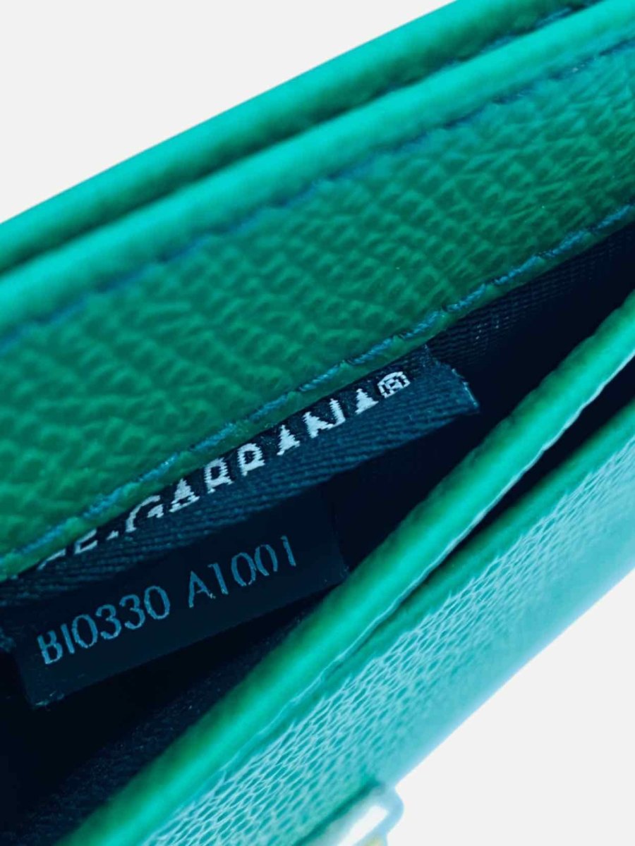 Pre - loved DOLCE & GABBANA Dauphine Green Card Holder at Reems Closet