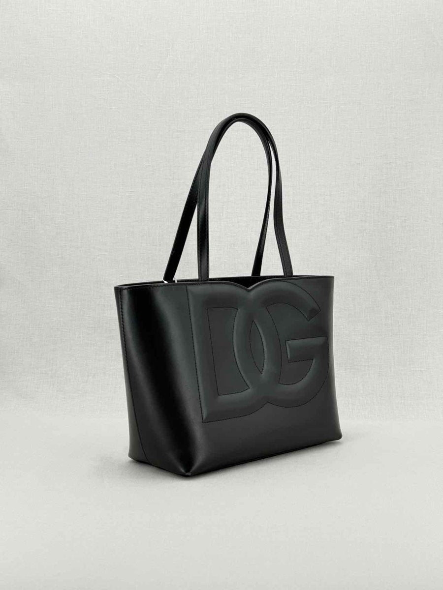 Pre - loved DOLCE & GABBANA DG Logo Black Embossed Tote Bag at Reems Closet