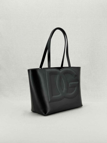 Pre - loved DOLCE & GABBANA DG Logo Black Embossed Tote Bag at Reems Closet