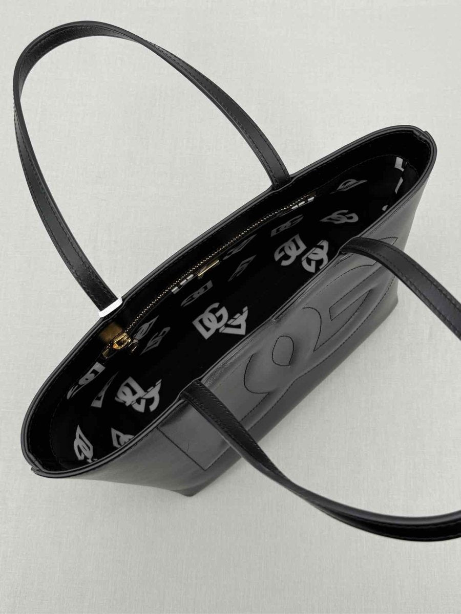 Pre - loved DOLCE & GABBANA DG Logo Black Embossed Tote Bag at Reems Closet