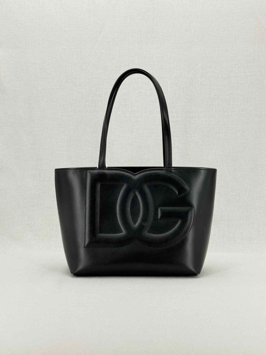 Pre - loved DOLCE & GABBANA DG Logo Black Embossed Tote Bag at Reems Closet