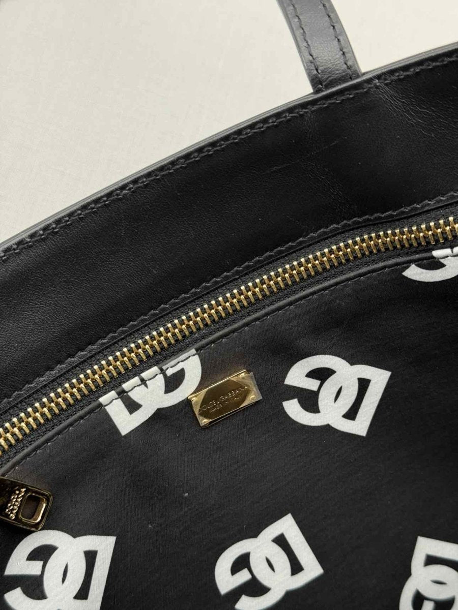 Pre - loved DOLCE & GABBANA DG Logo Black Embossed Tote Bag at Reems Closet