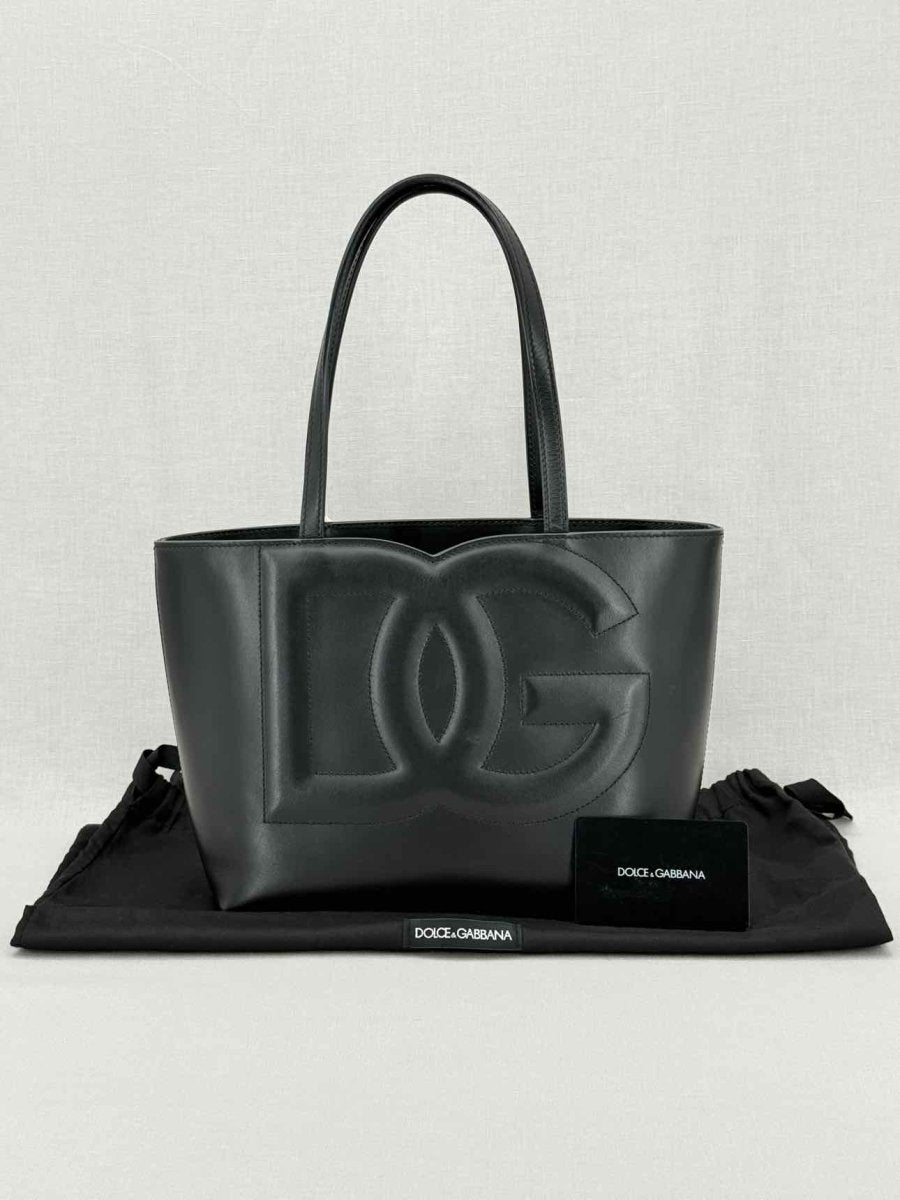 Pre - loved DOLCE & GABBANA DG Logo Black Embossed Tote Bag at Reems Closet